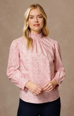 Ladies Ruched Collar Shirt<br>Made With Liberty Fabric