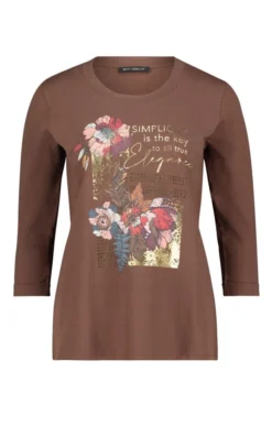 Ladies Betty Barclay Three Quarter Sleeve Print T-Shirt
