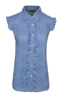 Ladies Broderie Anglaise Short Sleeved Blouse