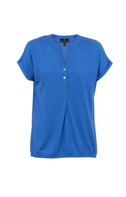 Ladies Marble Button Down V-Neck Top