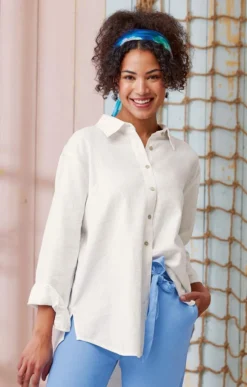 Ladies Linen Mix Oversize Shirt