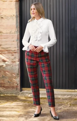 Ladies Cropped Tartan Trousers