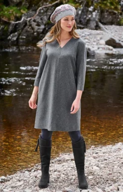 Ladies Flannel V Neck Dress