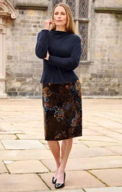 Ladies Tailored Velvet Skirt