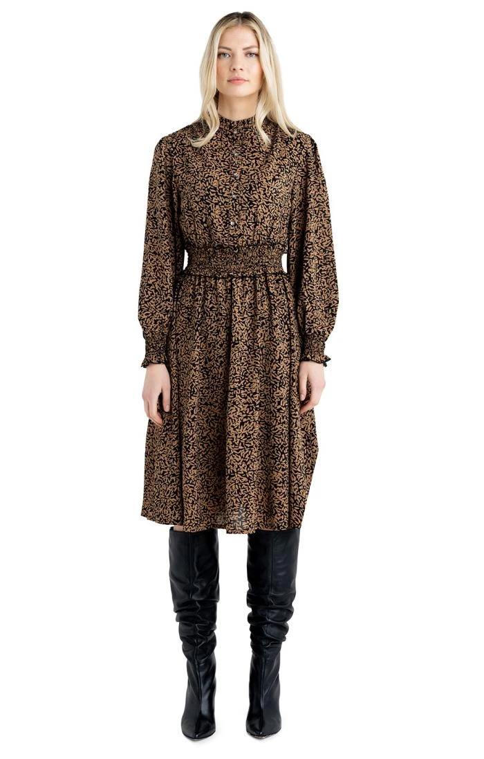 Ladies Marble Shirring Detailed Waist Dress