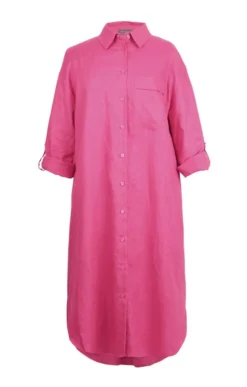 Ladies Long Linen Shirt Dress