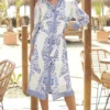 Ladies Pomodoro Wedgewood Long Shirt Dress