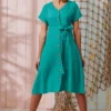 Ladies Linen Mix Button Front Dress